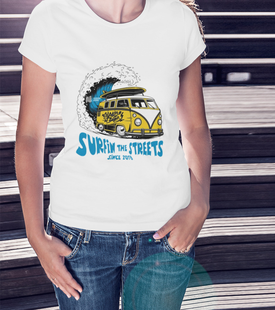 Static Club Volkswagen Bus Surfing Adventure Surfin The Streets Since 2018 T-Shirt