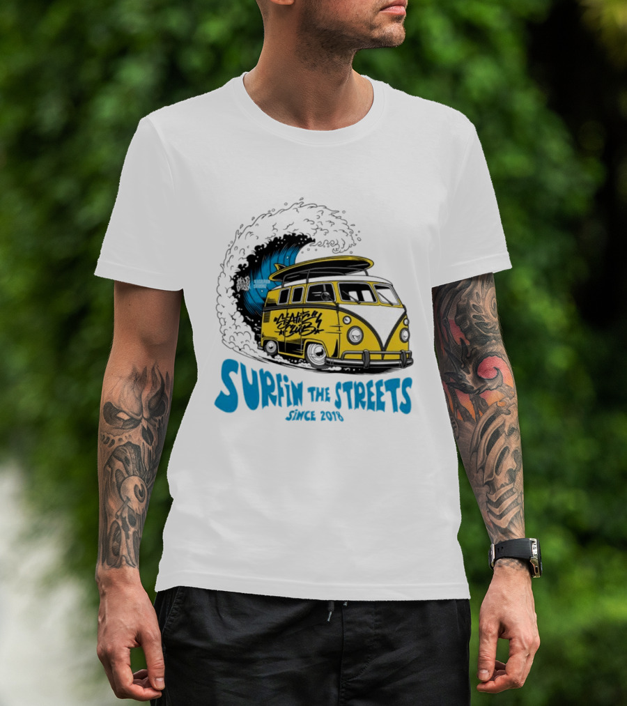 Static Club Volkswagen Bus Surfing Adventure Surfin The Streets Since 2018 T-Shirt