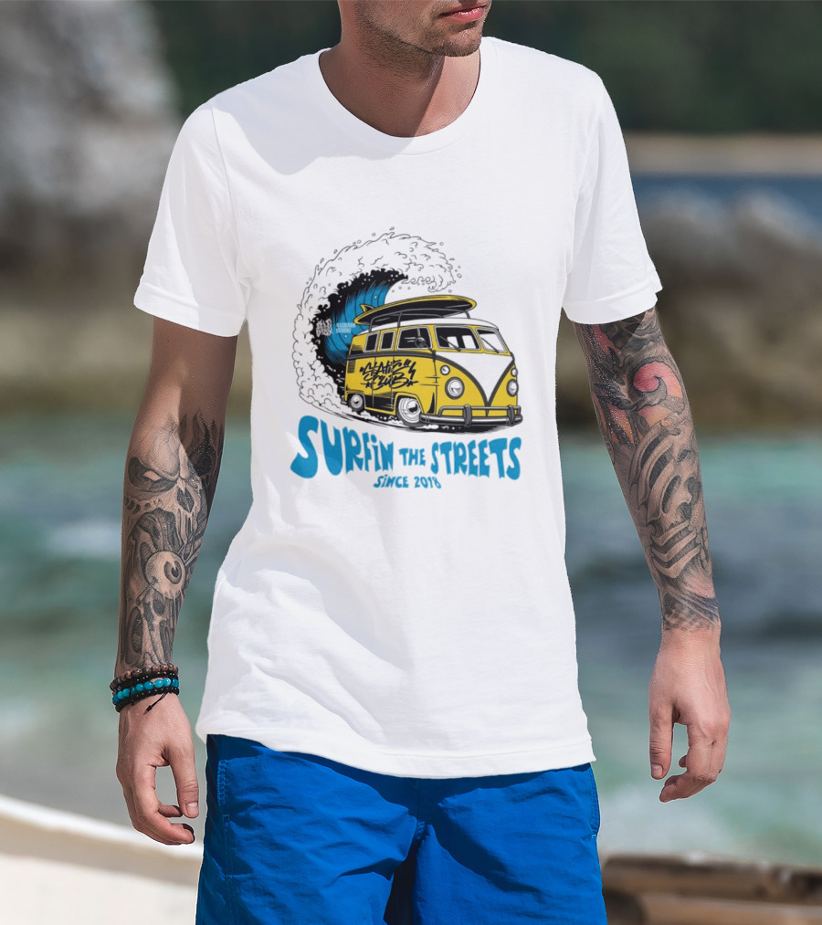 Static Club Volkswagen Bus Surfing Adventure Surfin The Streets Since 2018 T-Shirt