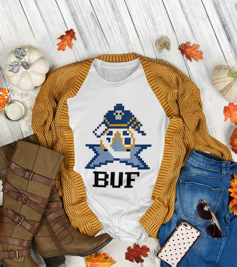 Pixelated Buffalo BUF Hockey Retro Game T-Shirt