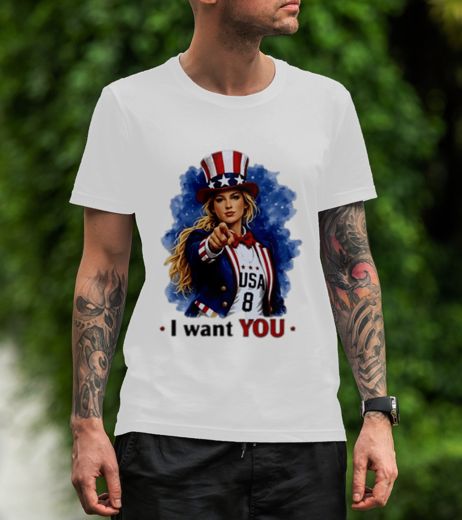 Uncle Sam Blonde Woman I Want You USA 8 Patriotic T-Shirt