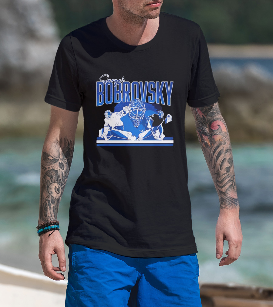 Sergei Bobrovsky Florida Panthers NHL Blue White Number 72 T-Shirt