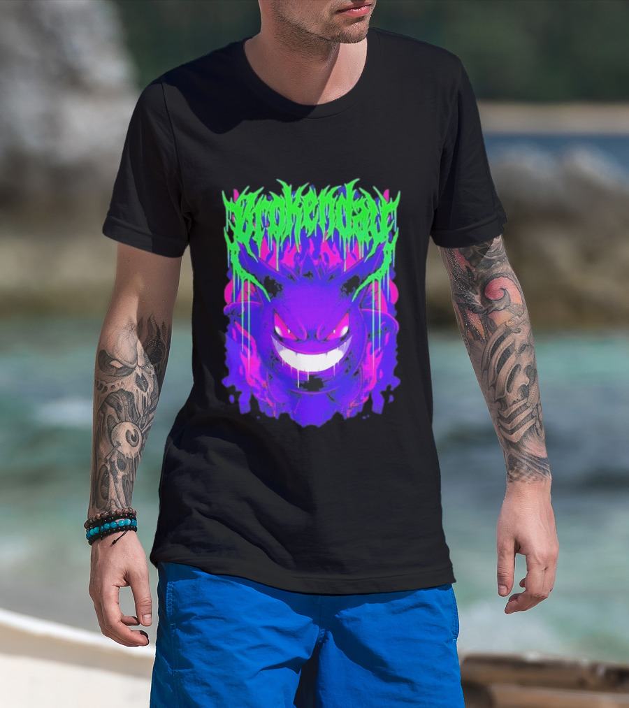 Brokenday Gengar Shadow Ball Bootleg Purple Neon T-Shirt