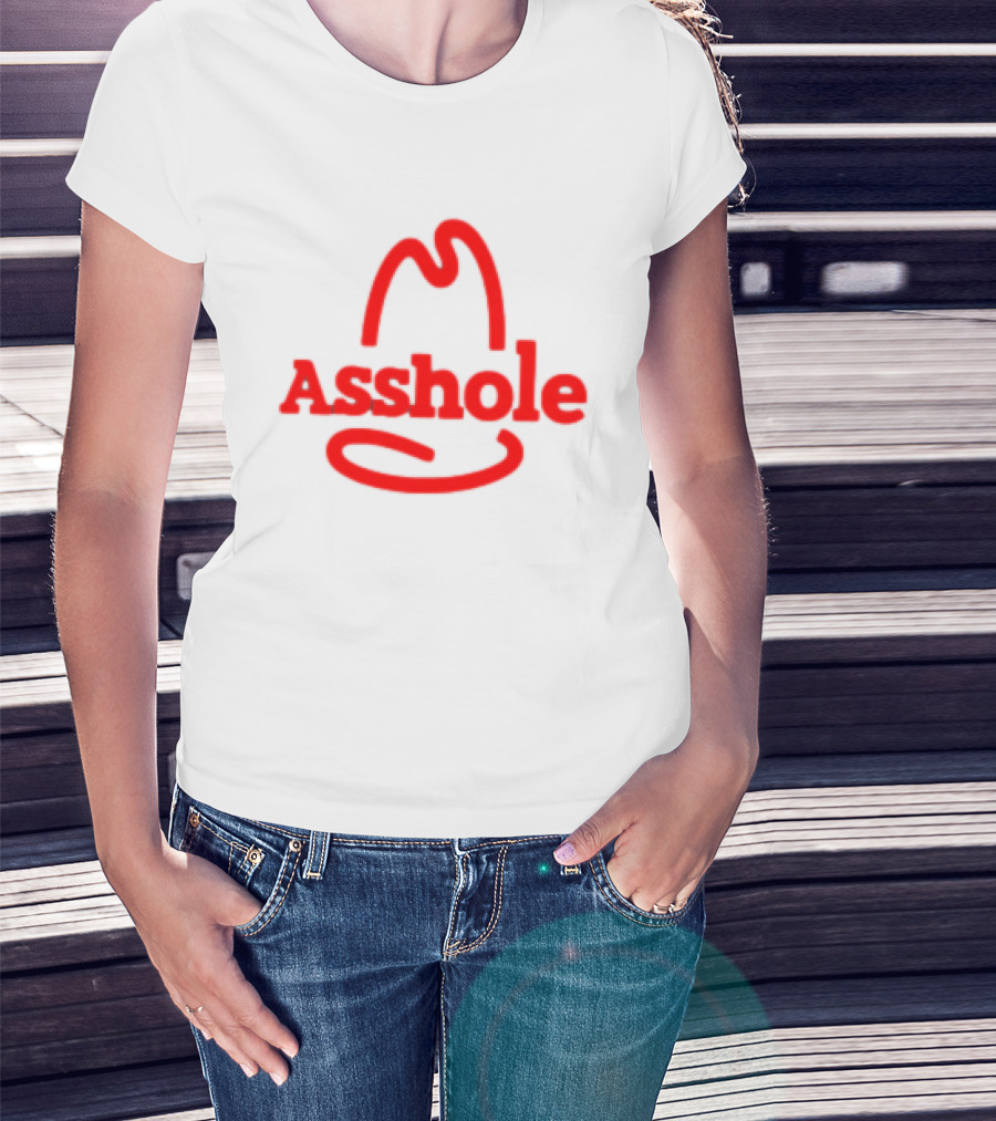 Asshole Cowboy Hat Red Outline Minimalist T-Shirt