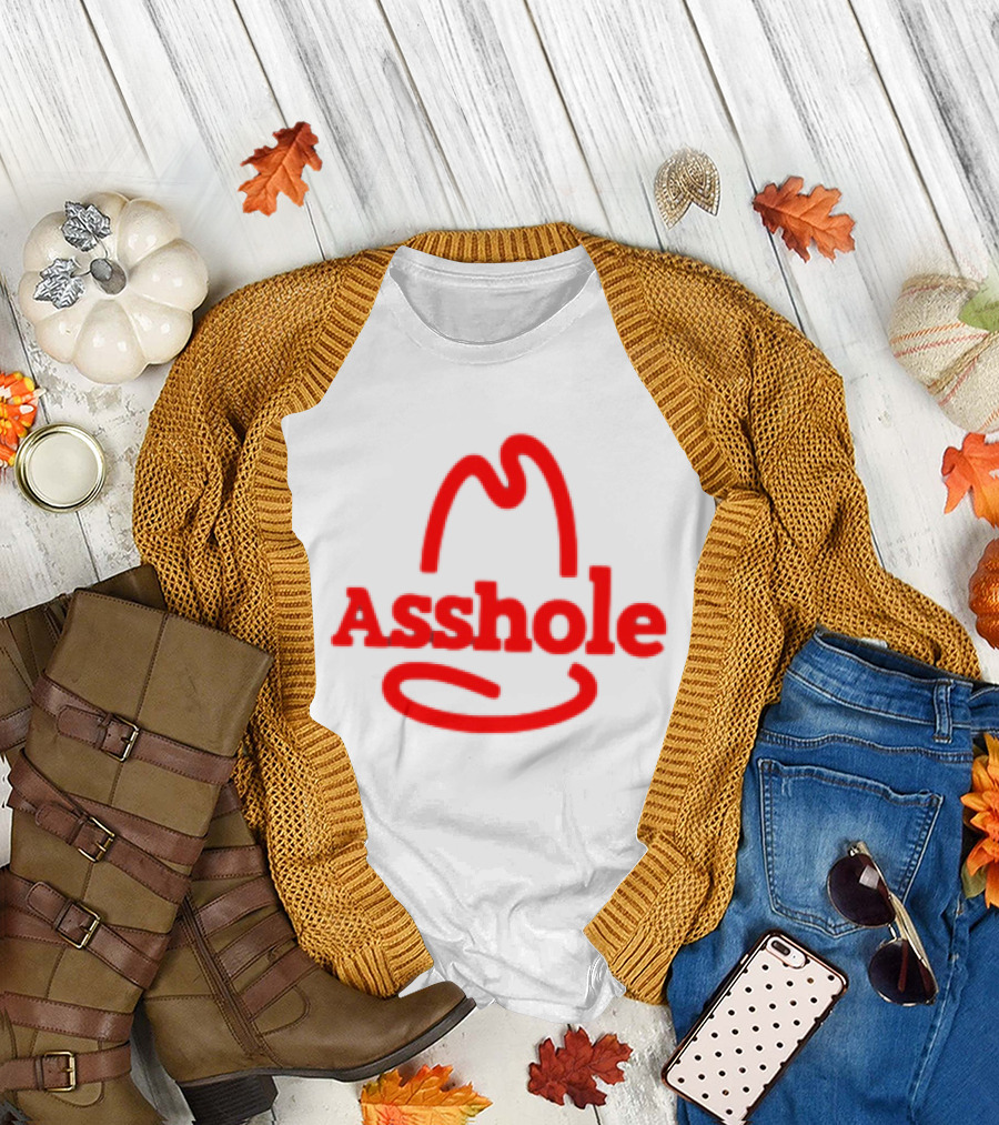 Asshole Cowboy Hat Red Outline Minimalist T-Shirt
