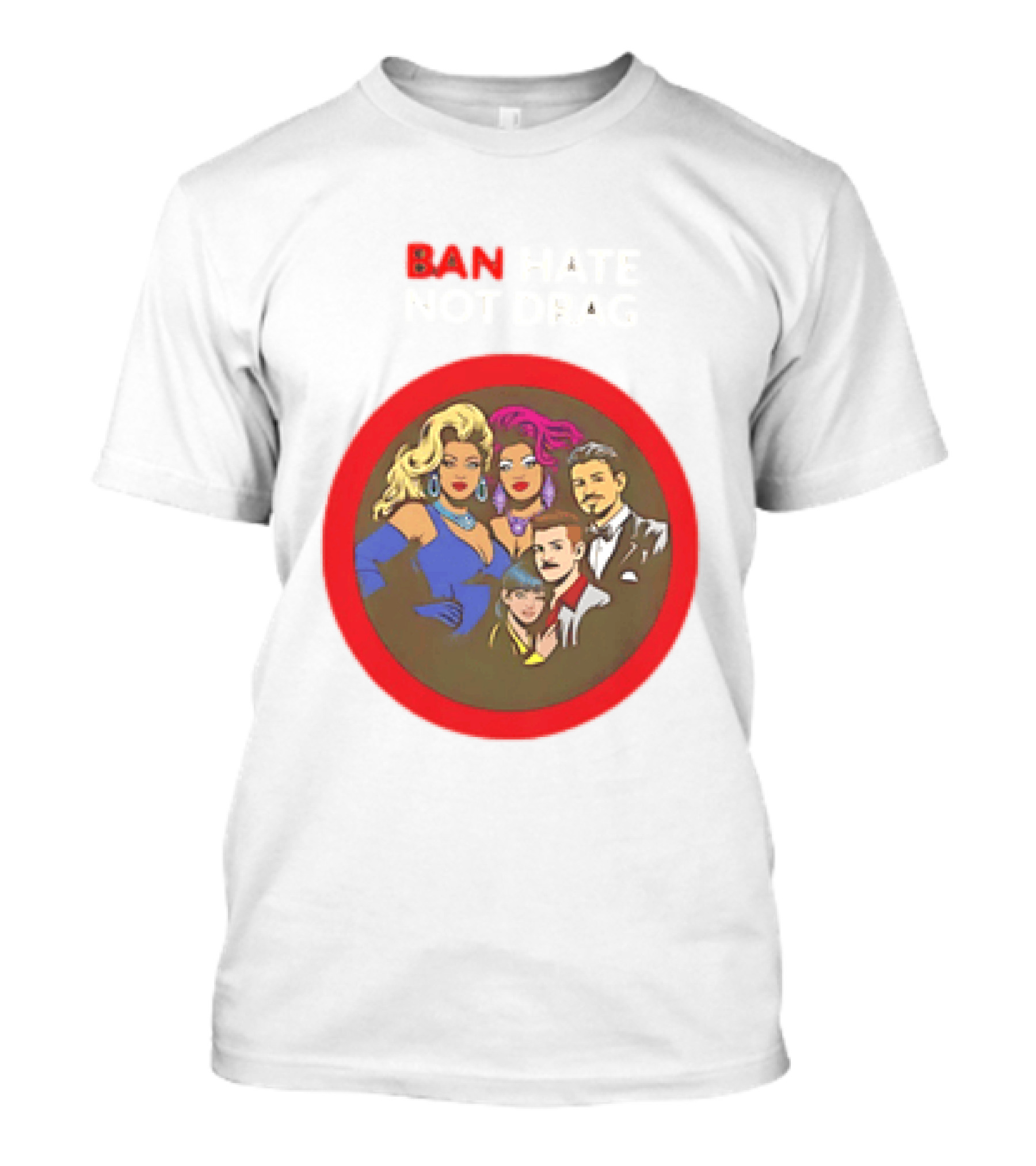 Ban Hate Not Drag Retro LGBTQ+ Inclusive Message T-Shirt