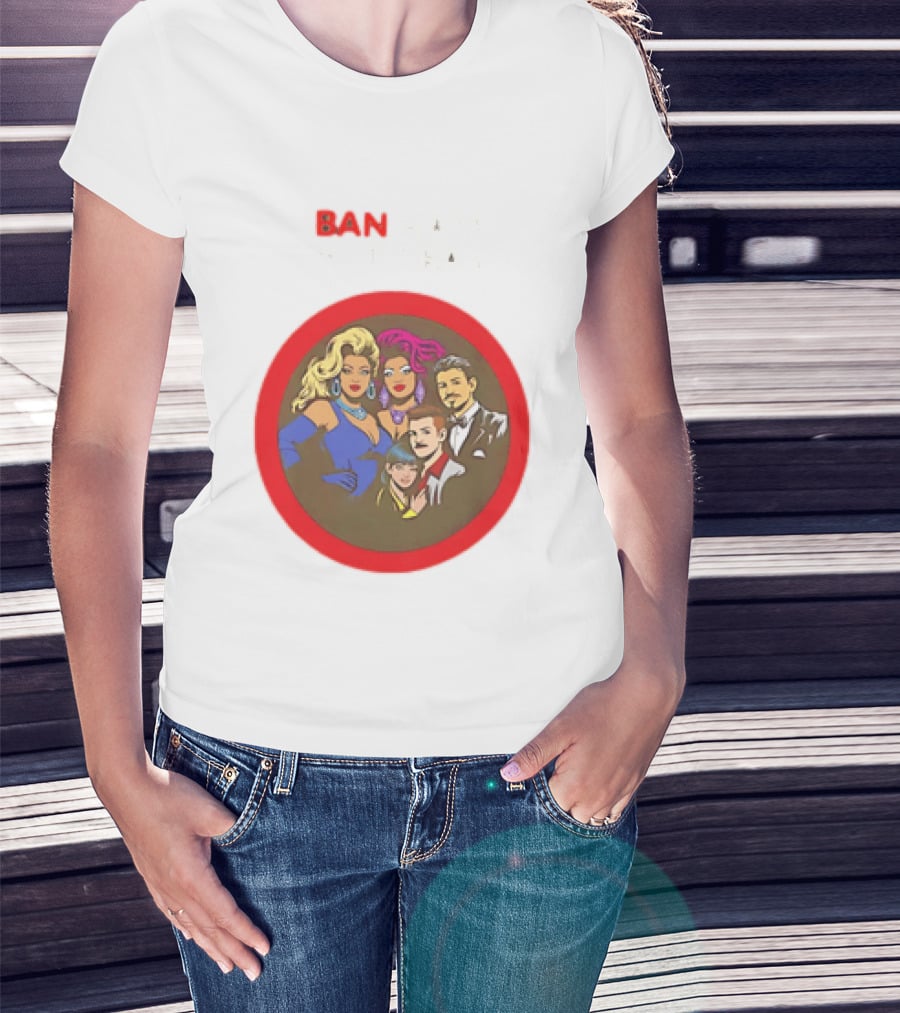 Ban Hate Not Drag Retro LGBTQ+ Inclusive Message T-Shirt