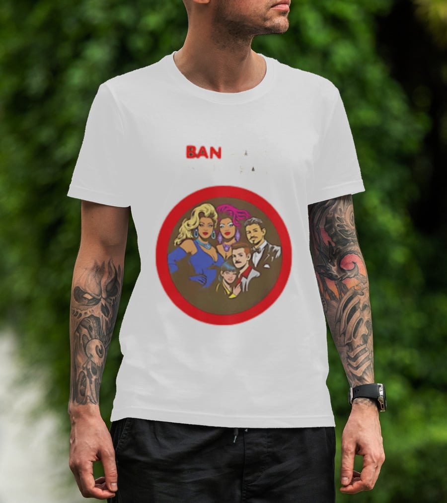 Ban Hate Not Drag Retro LGBTQ+ Inclusive Message T-Shirt