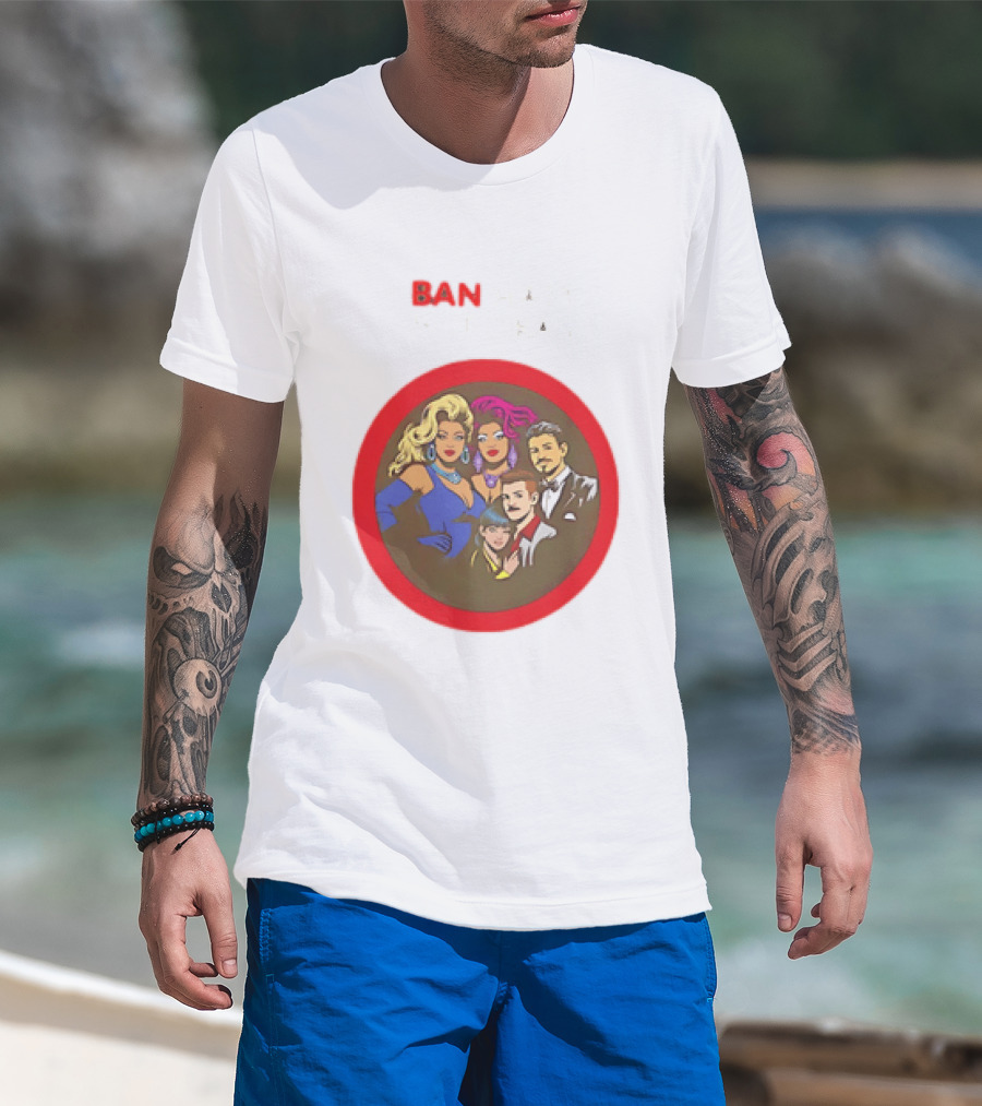 Ban Hate Not Drag Retro LGBTQ+ Inclusive Message T-Shirt