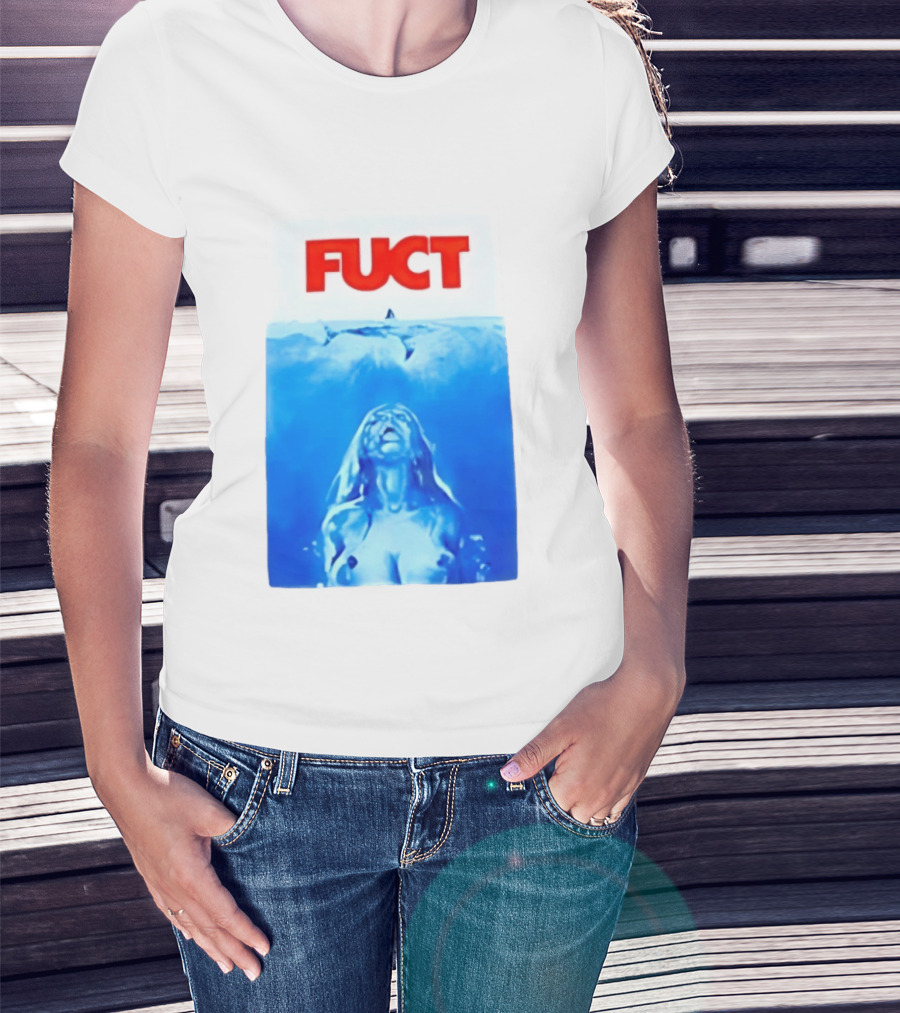 FUCT Jaws Ocean Shark Woman Swimming T-Shirt
