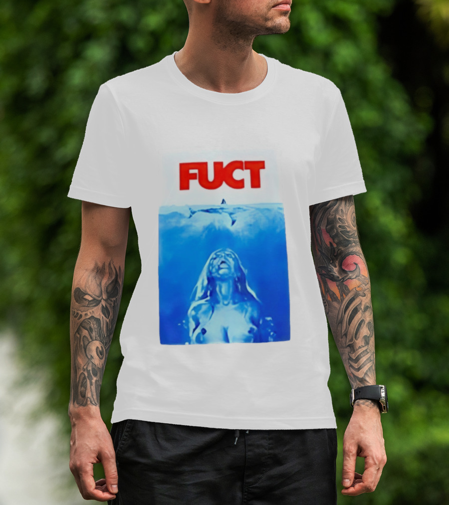 FUCT Jaws Ocean Shark Woman Swimming T-Shirt