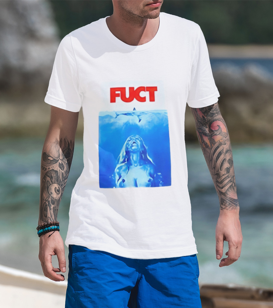 FUCT Jaws Ocean Shark Woman Swimming T-Shirt