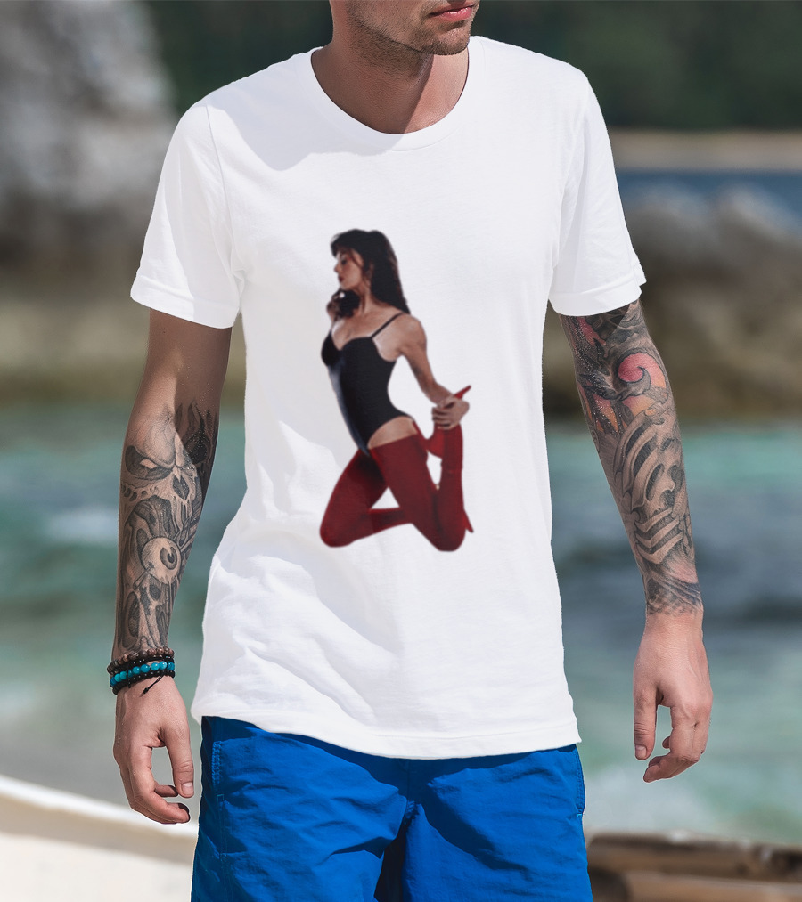 Rebecca Black Age Of The Exhibitionist Red Bodysuit And Stockings T-Shirt
