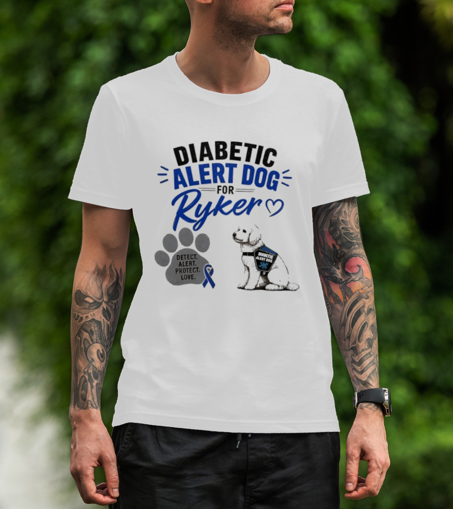 Diabetic Alert Dog Detect Protect Love Ribbon Ryker T-Shirt