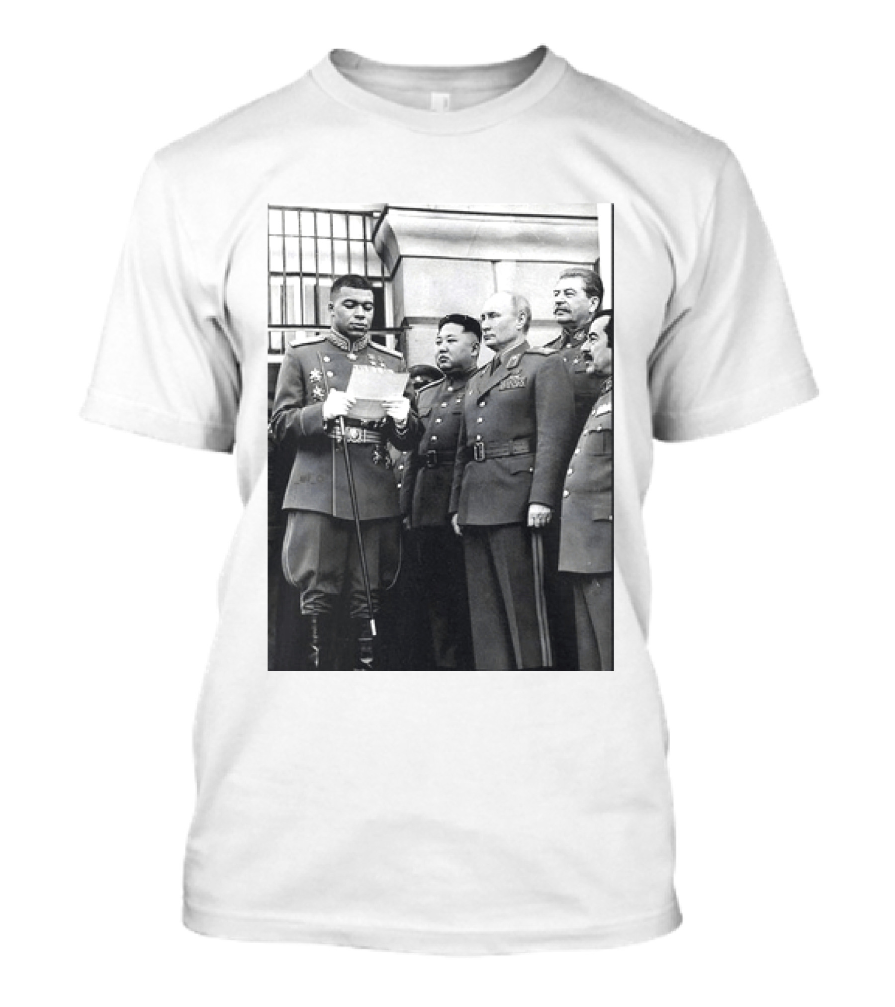Kylian Mbappé In Historical Dictator Military Uniform Speech Photo T-Shirt