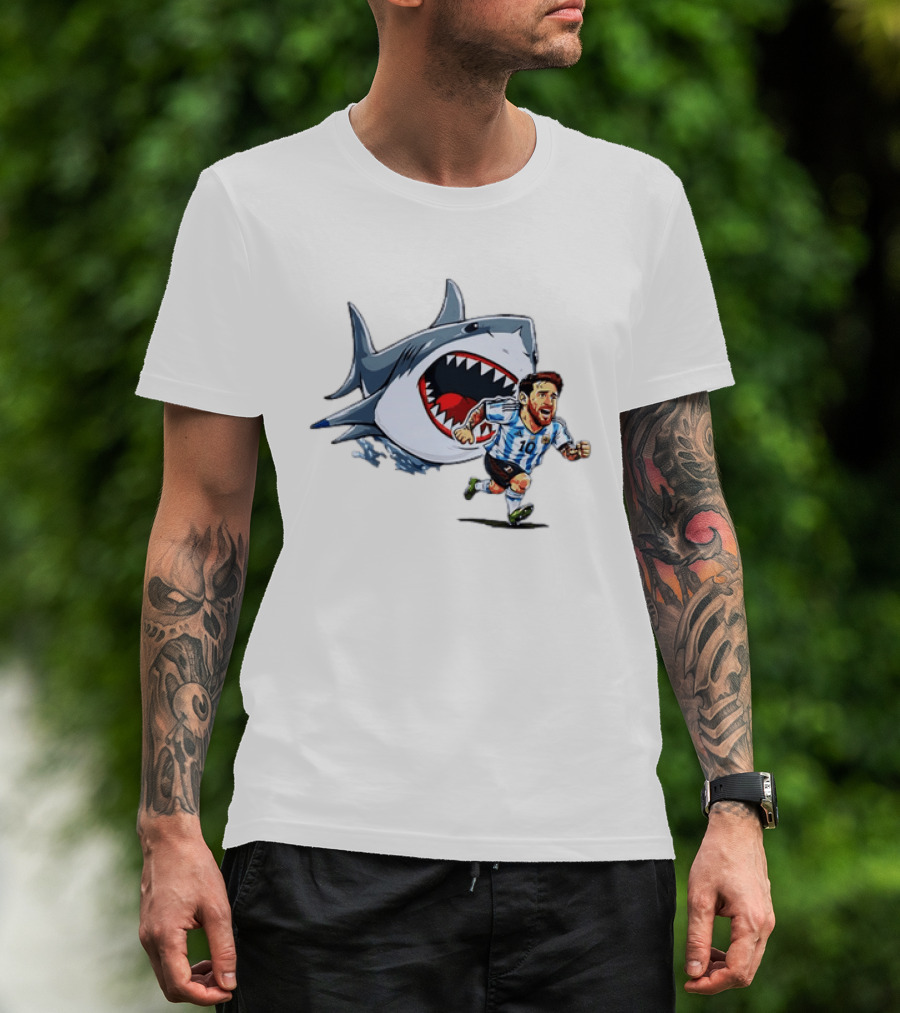 Lionel Messi Argentina Great White Shark Chase Soccer Star T-Shirt