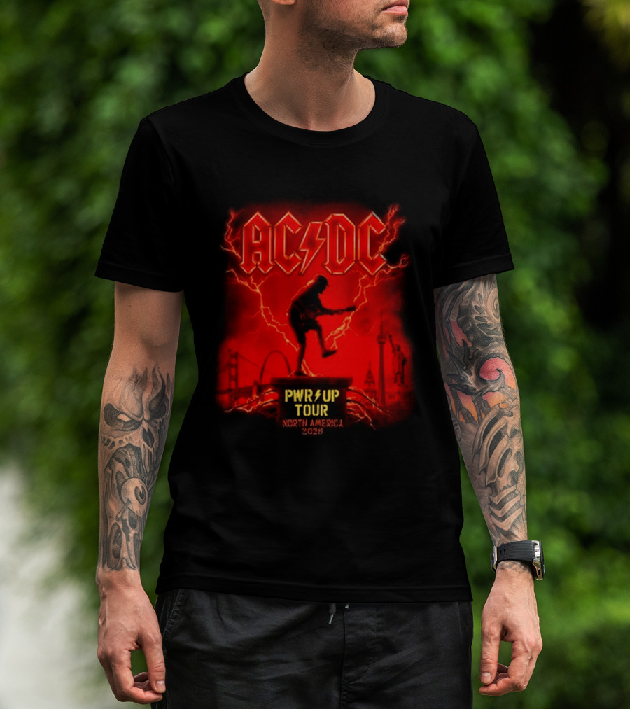 ACDC PWR Up Tour 2026 North America Red Lightning Cities Dates Angus T-Shirt