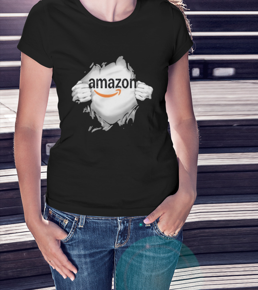 Amazon Ripped Chest Superhero Torn Employee T-Shirt
