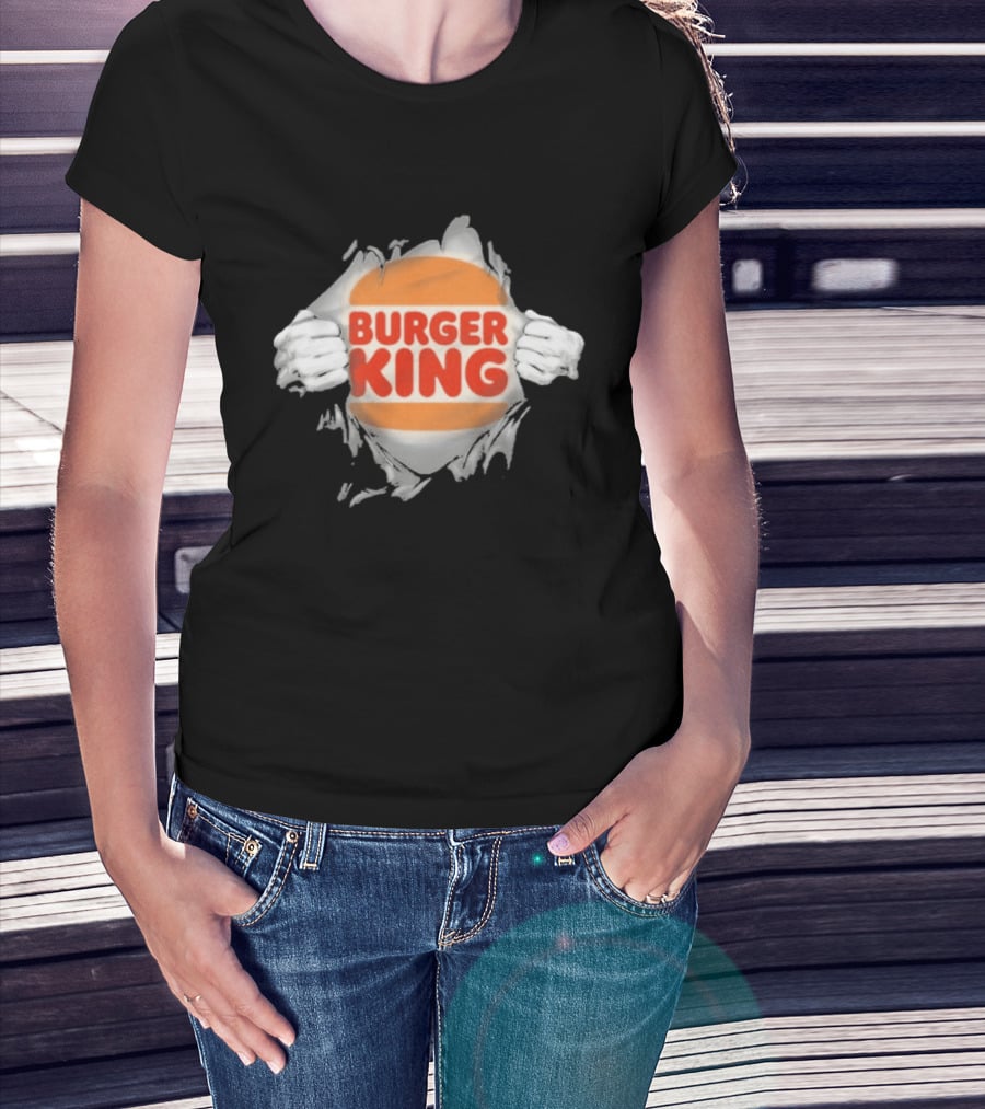 Burger King Ripped Chest Superhero Torn Employee T-Shirt