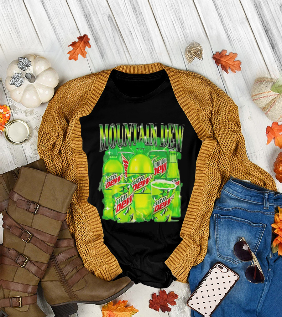 Mountain Dew Green Beverage Collection Bottles and Cans T-Shirt