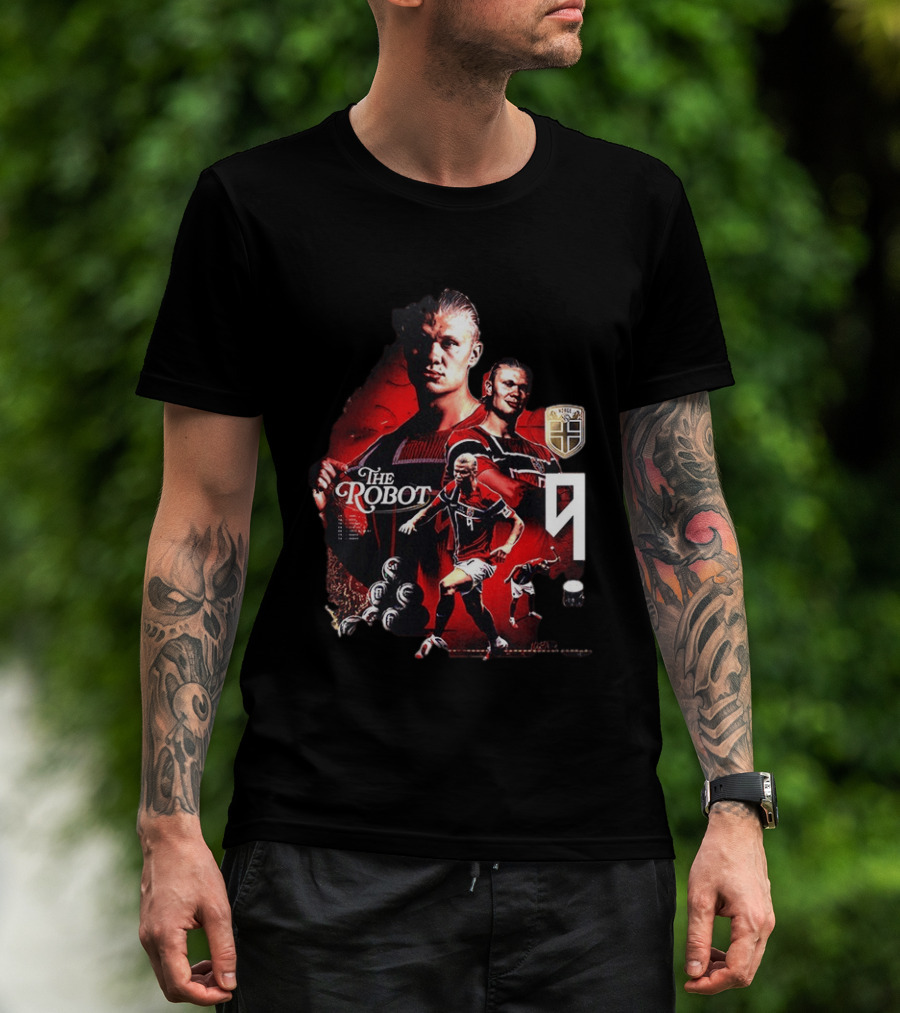 Erling Haaland Norway The Robot 9 Football Legend Norway Crest T-Shirt