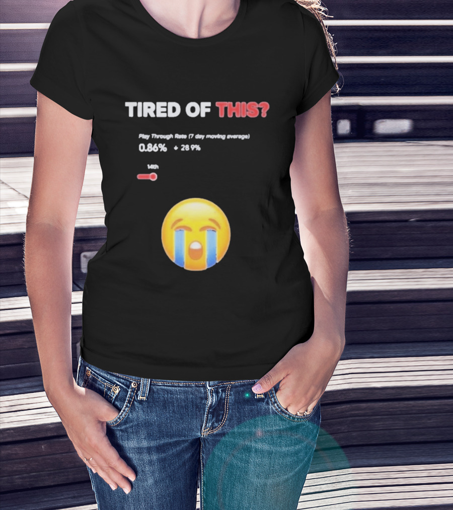 Tired Of This Play Through Rate 0.86% Crying Emoji Trend T-Shirt