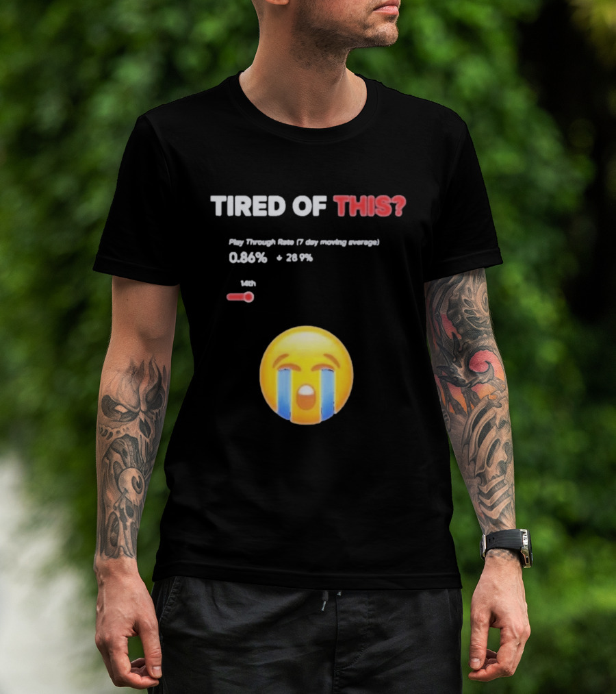 Tired Of This Play Through Rate 0.86% Crying Emoji Trend T-Shirt
