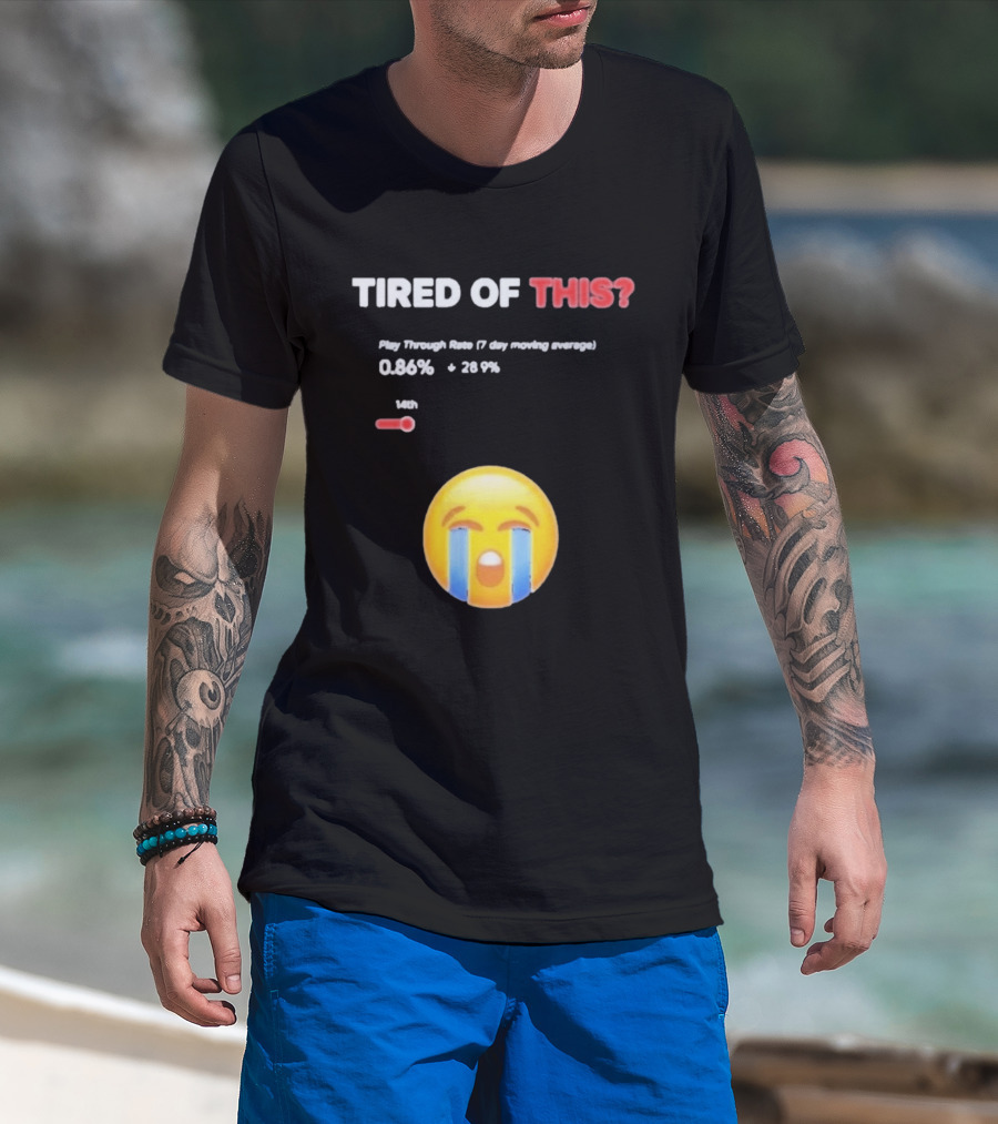Tired Of This Play Through Rate 0.86% Crying Emoji Trend T-Shirt