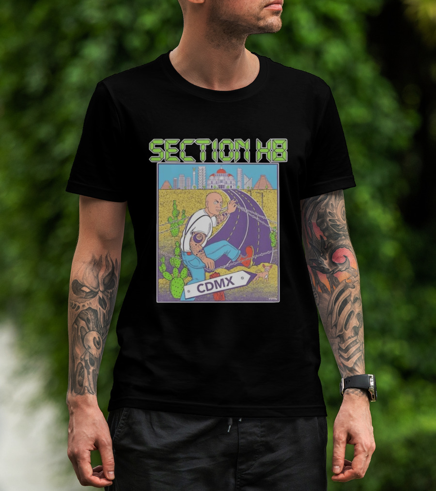 Section H8 CDMX Mexico City Punk Scene Urban Landscape With Cactus T-Shirt