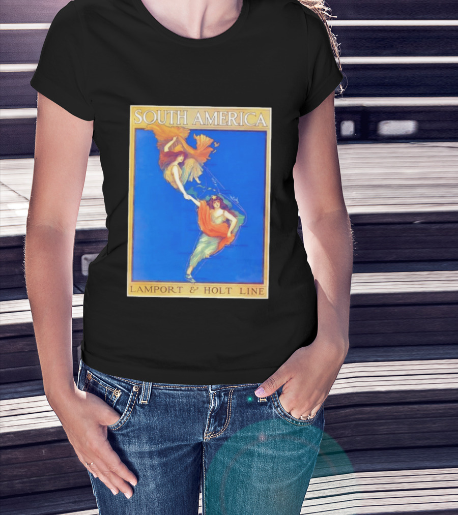 South America Lamport And Holt Line Travel With Women Map T-Shirt
