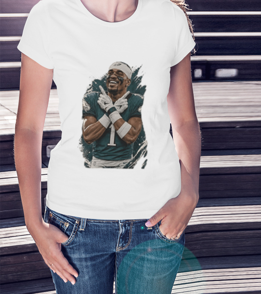 Philadelphia Eagles Jalen Hurts Celebratory Pose Football Team Gear T-Shirt