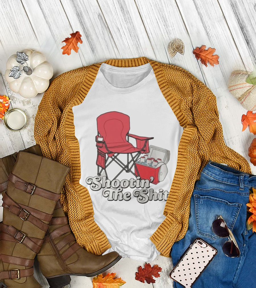 Shootin' The Shit Red Chair And Cooler BBQ Vibes T-Shirt
