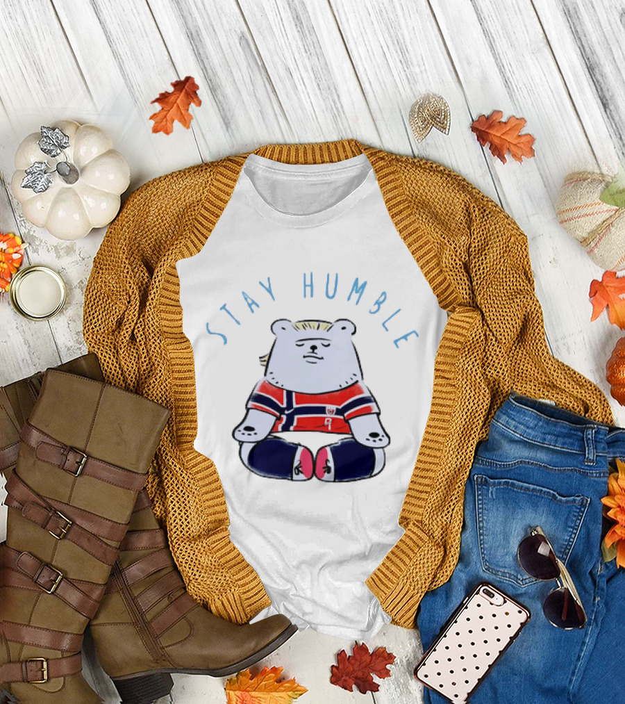 Stay Humble Meditating Bear Norway Erling Haaland Football Team T-Shirt