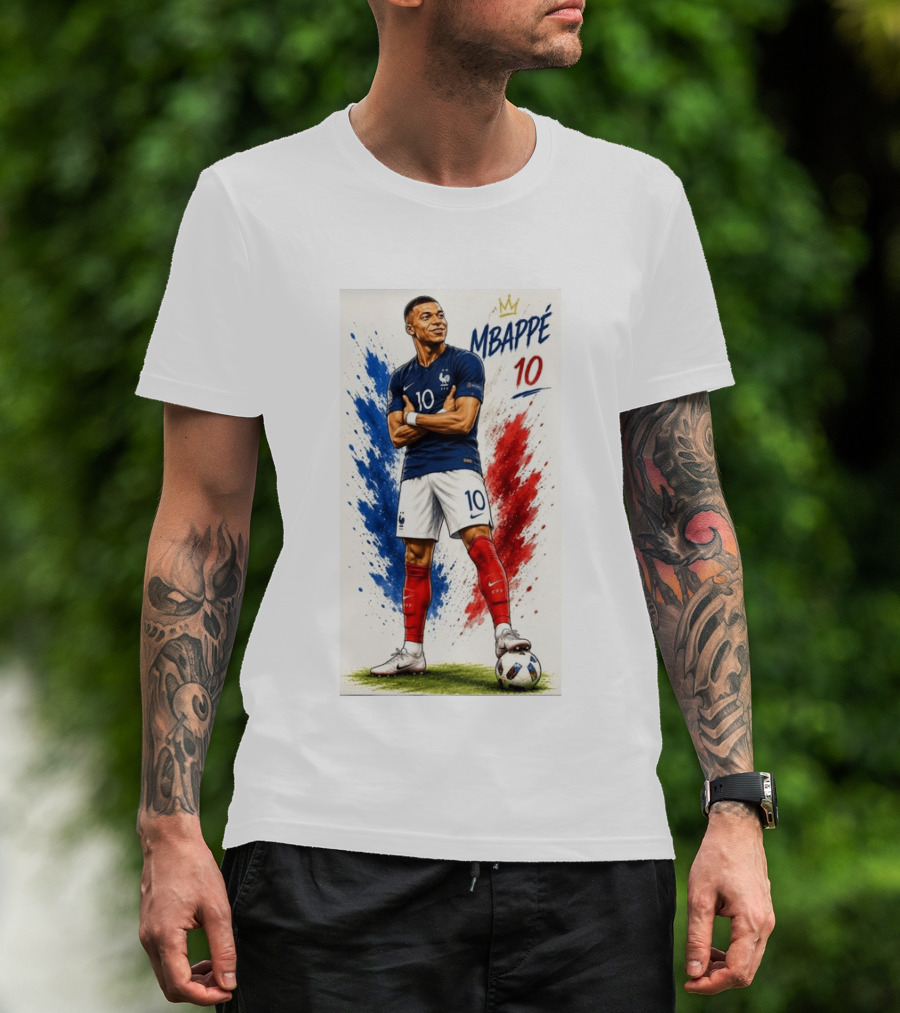 Kylian Mbappé France Soccer KM10 Caricature Star T-Shirt