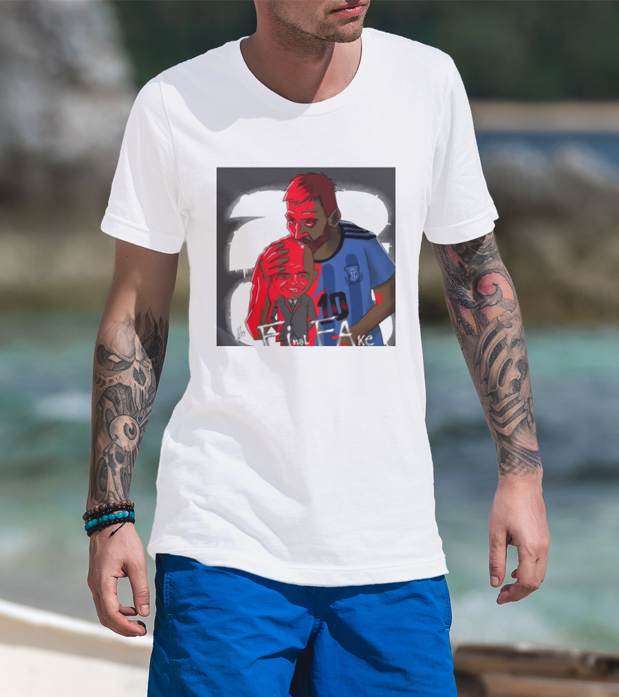 Lionel Messi Argentina Final FAKE AFA 10 T-Shirt