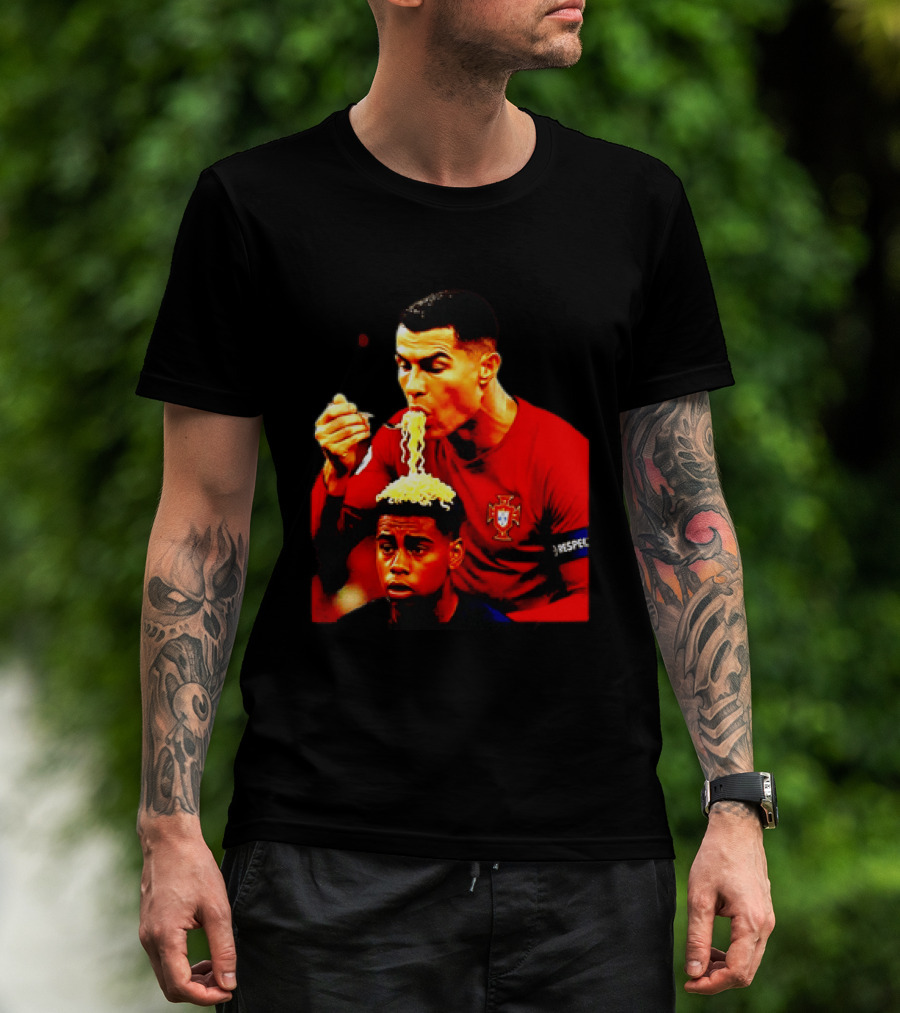 Cristiano Ronaldo Eating Noodles Meme Portugal Football UEFA T-Shirt
