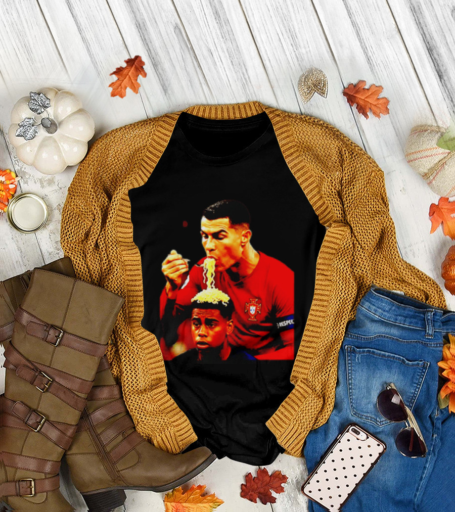 Cristiano Ronaldo Eating Noodles Meme Portugal Football UEFA T-Shirt