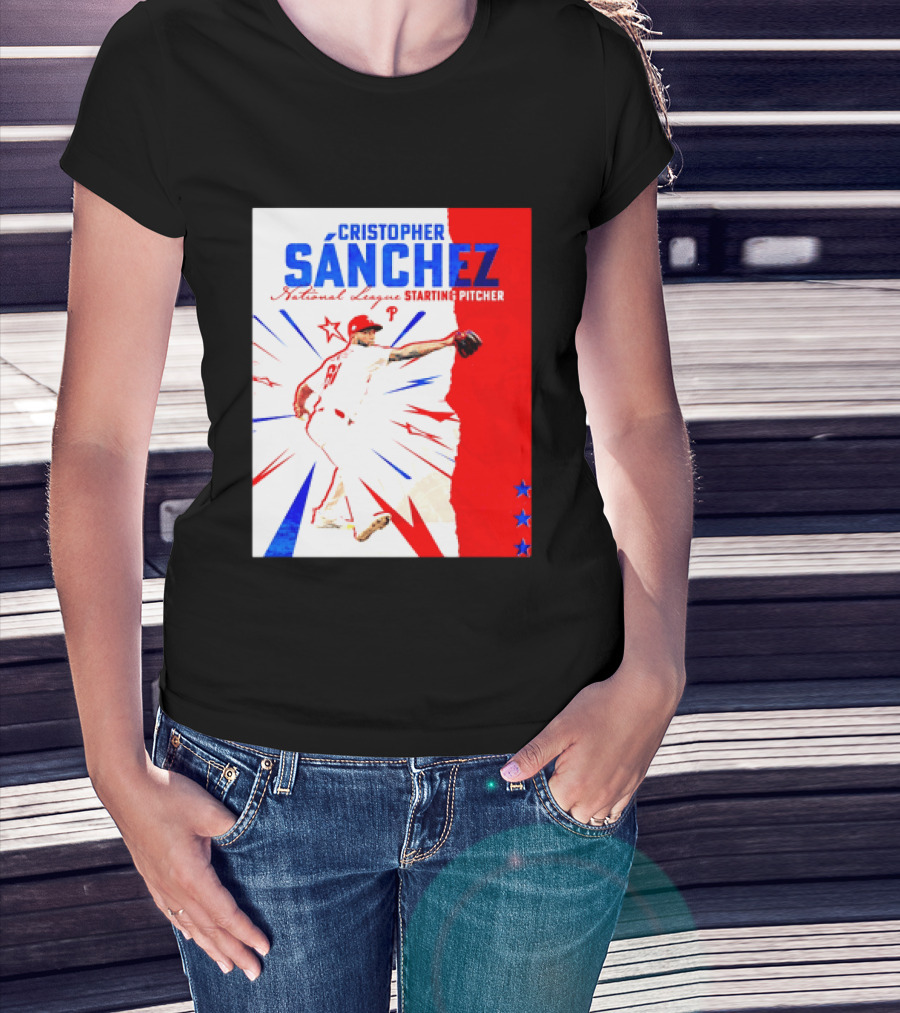 Cristopher Sánchez Philadelphia Phillies National League Starting Pitcher Red White Blue Stars T-Shirt