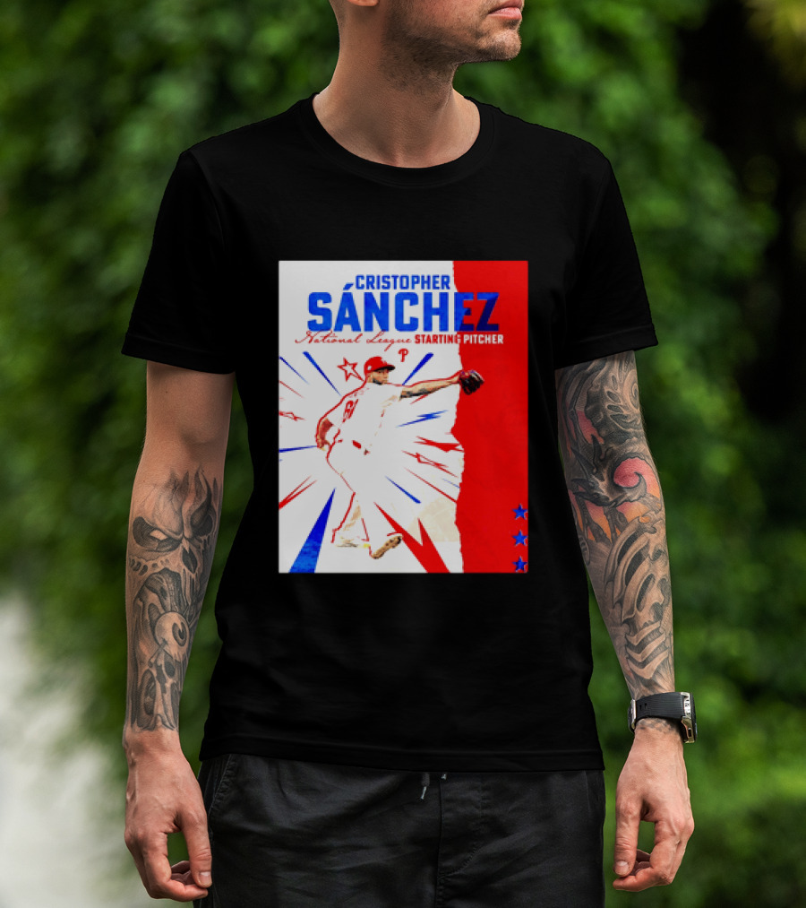 Cristopher Sánchez Philadelphia Phillies National League Starting Pitcher Red White Blue Stars T-Shirt