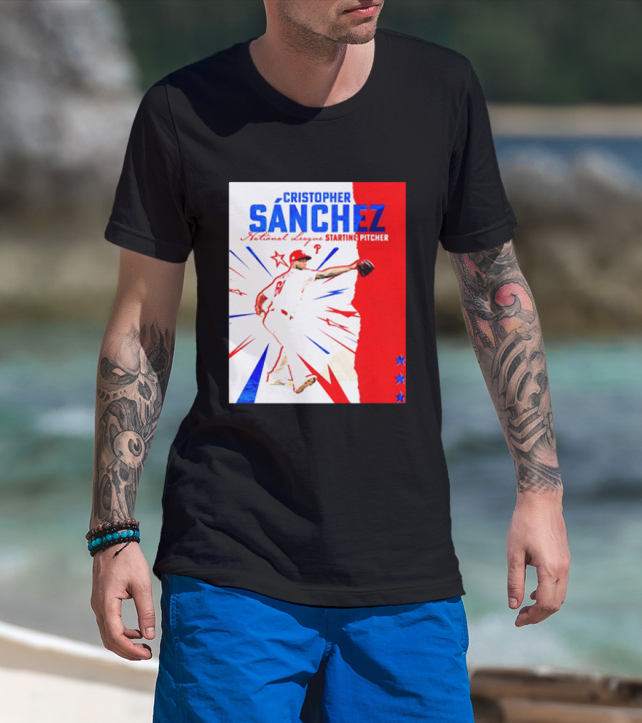 Cristopher Sánchez Philadelphia Phillies National League Starting Pitcher Red White Blue Stars T-Shirt