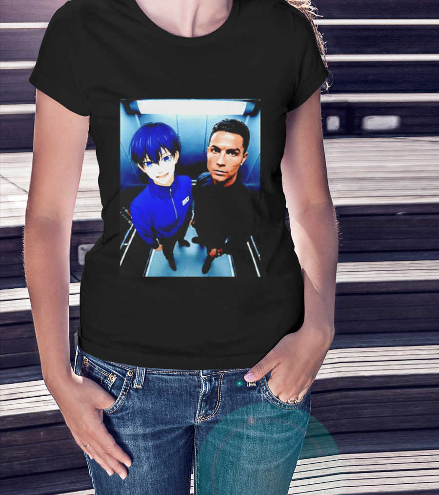 Ema Isagi Cristiano Ronaldo Collaboration Blue Lock Anime Football Star T-Shirt