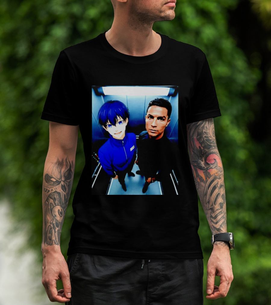 Ema Isagi Cristiano Ronaldo Collaboration Blue Lock Anime Football Star T-Shirt