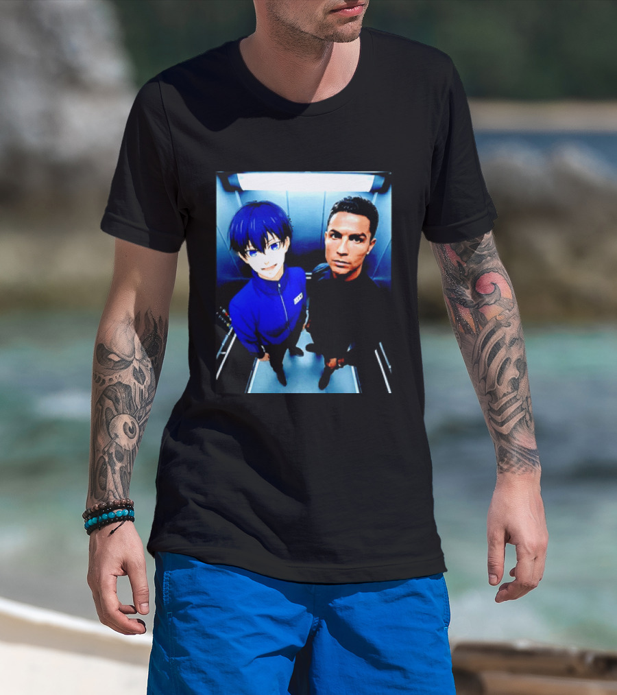 Ema Isagi Cristiano Ronaldo Collaboration Blue Lock Anime Football Star T-Shirt
