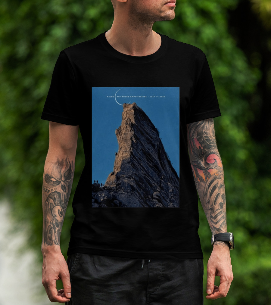 Kaleo Red Rocks Amphitheatre July 14 2026 Show Rocky Landscape Moonlit Scene T-Shirt