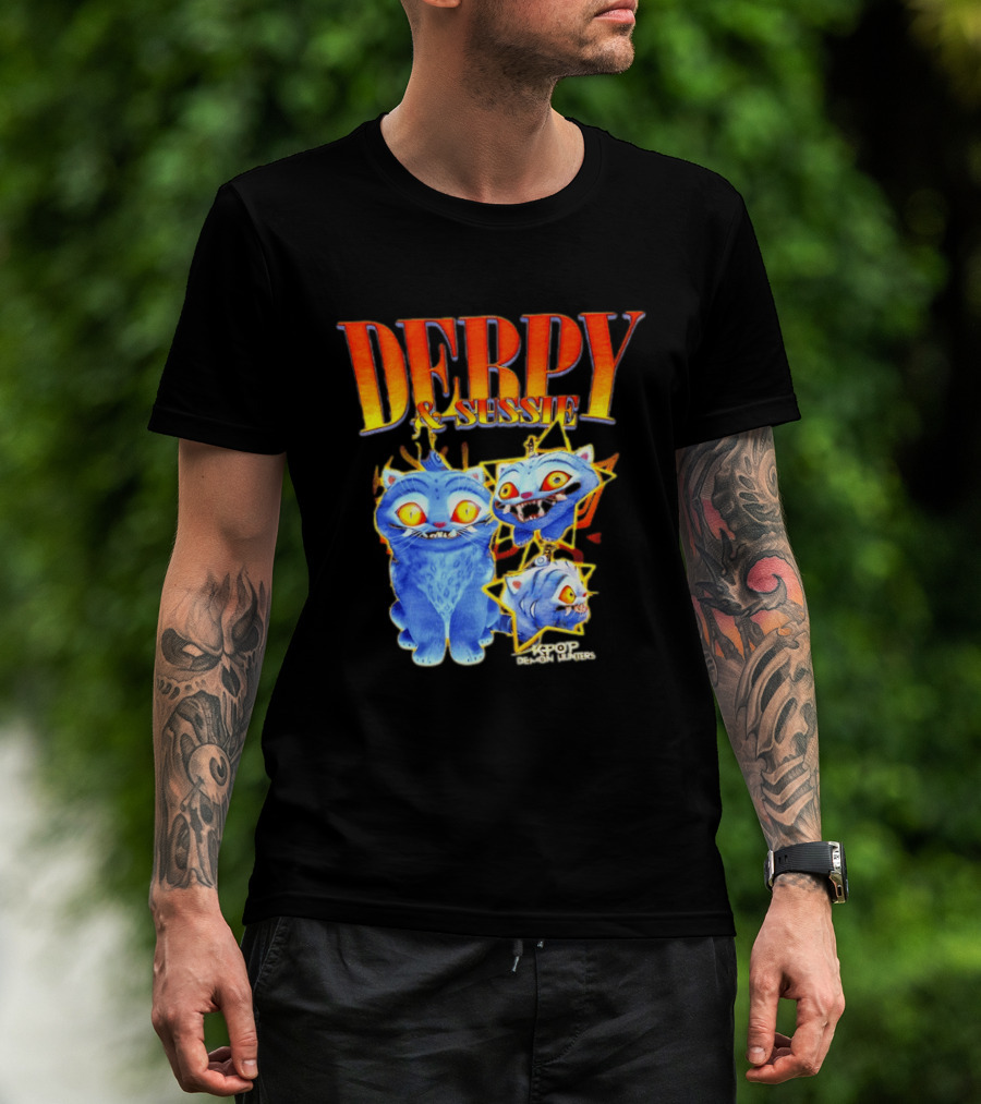 Derpy And Sussie KPop Demon Hunters 2026 Blue Cat Stars T-Shirt