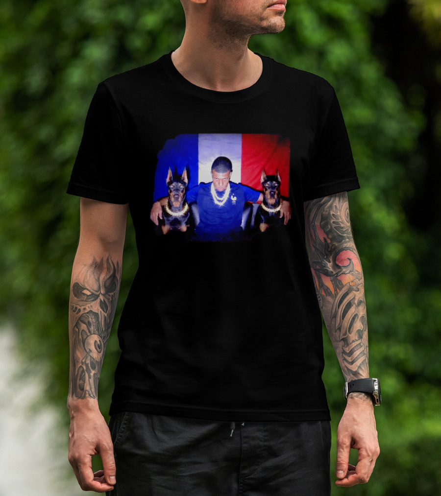 Kylian Mbappe France National Football Team With Dogs French Flag T-Shirt