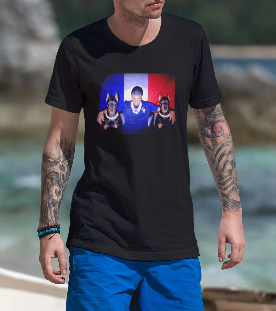Kylian Mbappe France National Football Team With Dogs French Flag T-Shirt