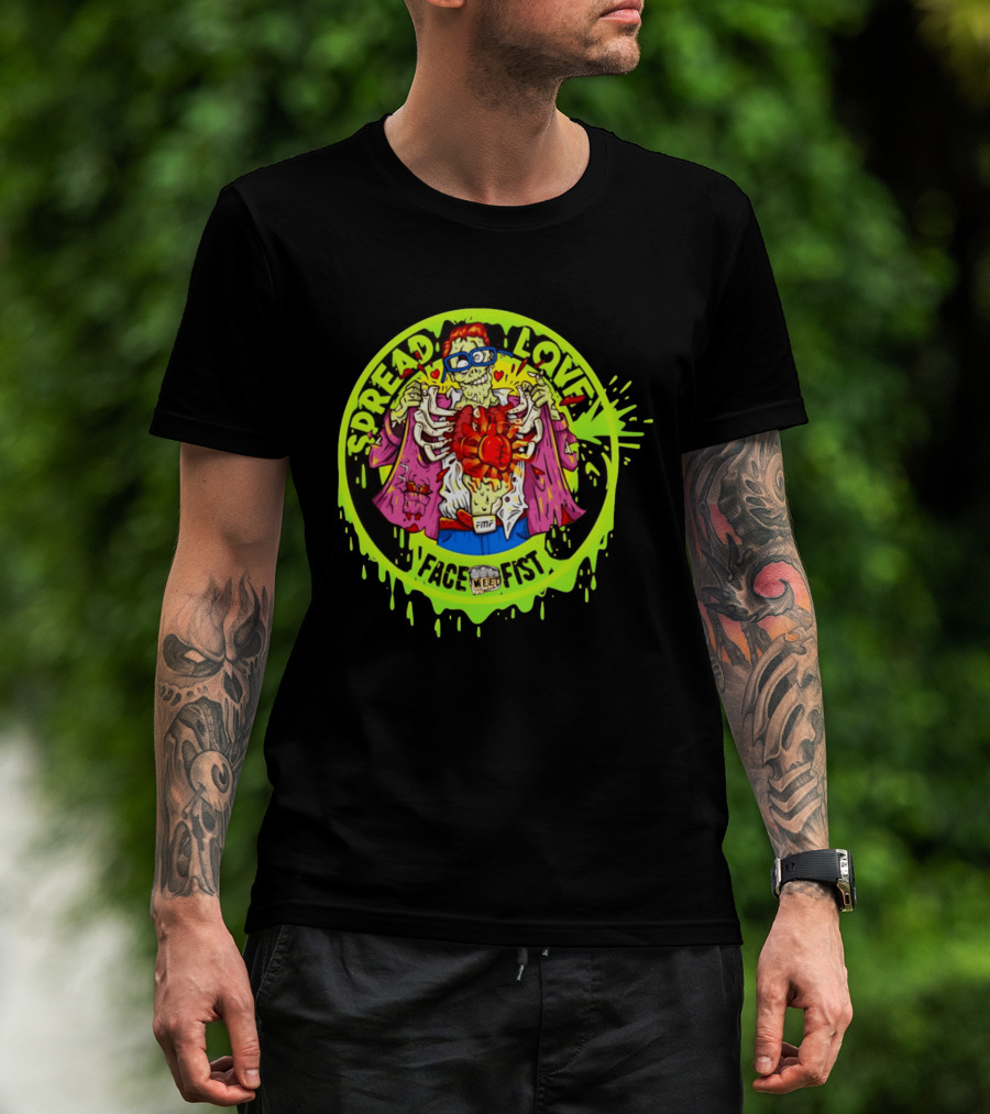 Spread Love Face Fist FMF Slime Variant Zombie Heart T-Shirt