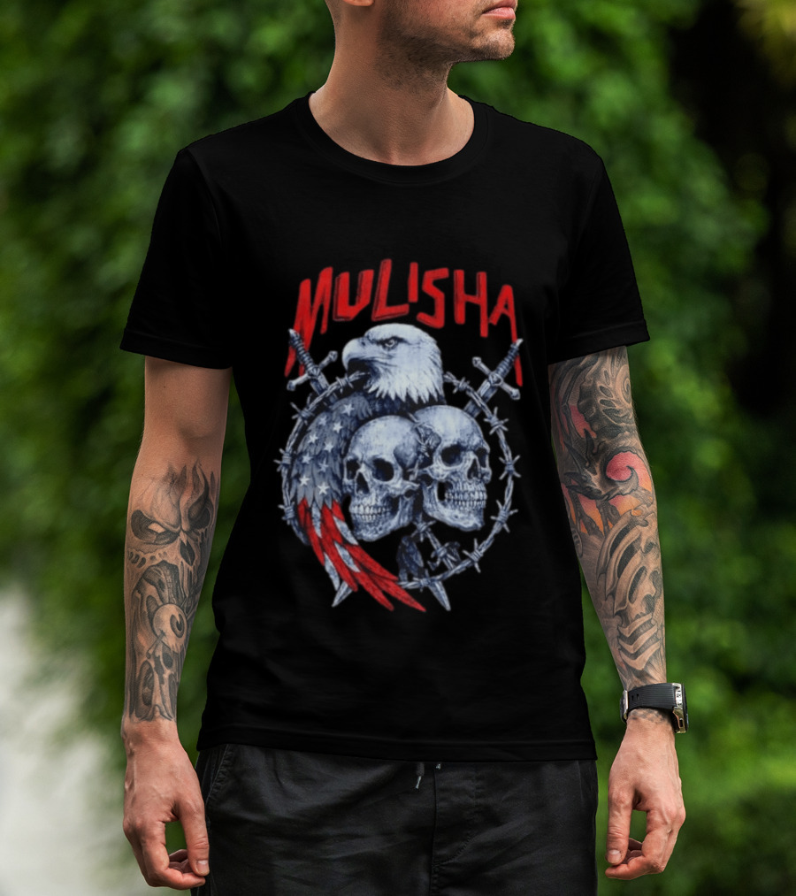 Mulisha Bald Eagle American Flag Skulls And Swords T-Shirt