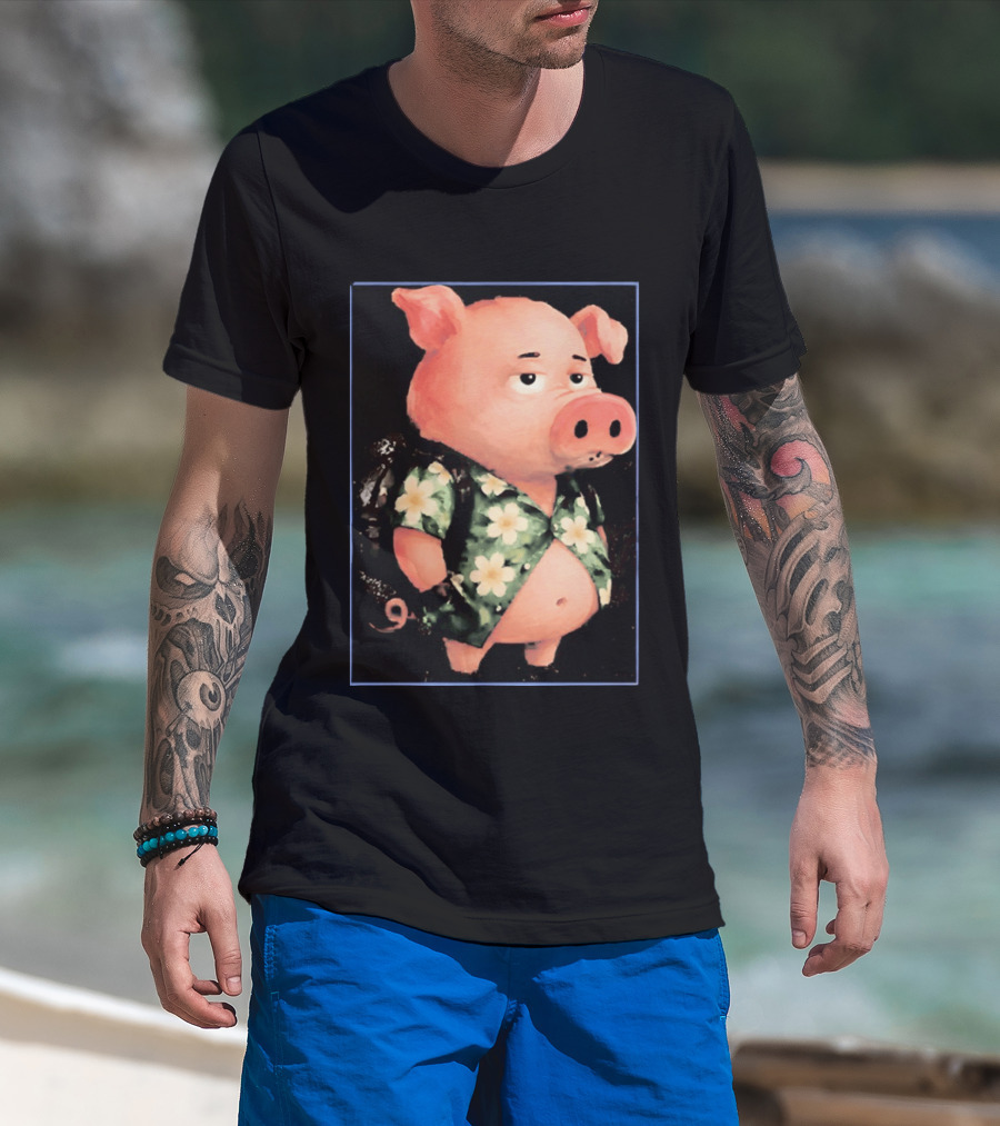 Nice Enjoy The Little Things Hawaiian Pig Floral T-Shirt
